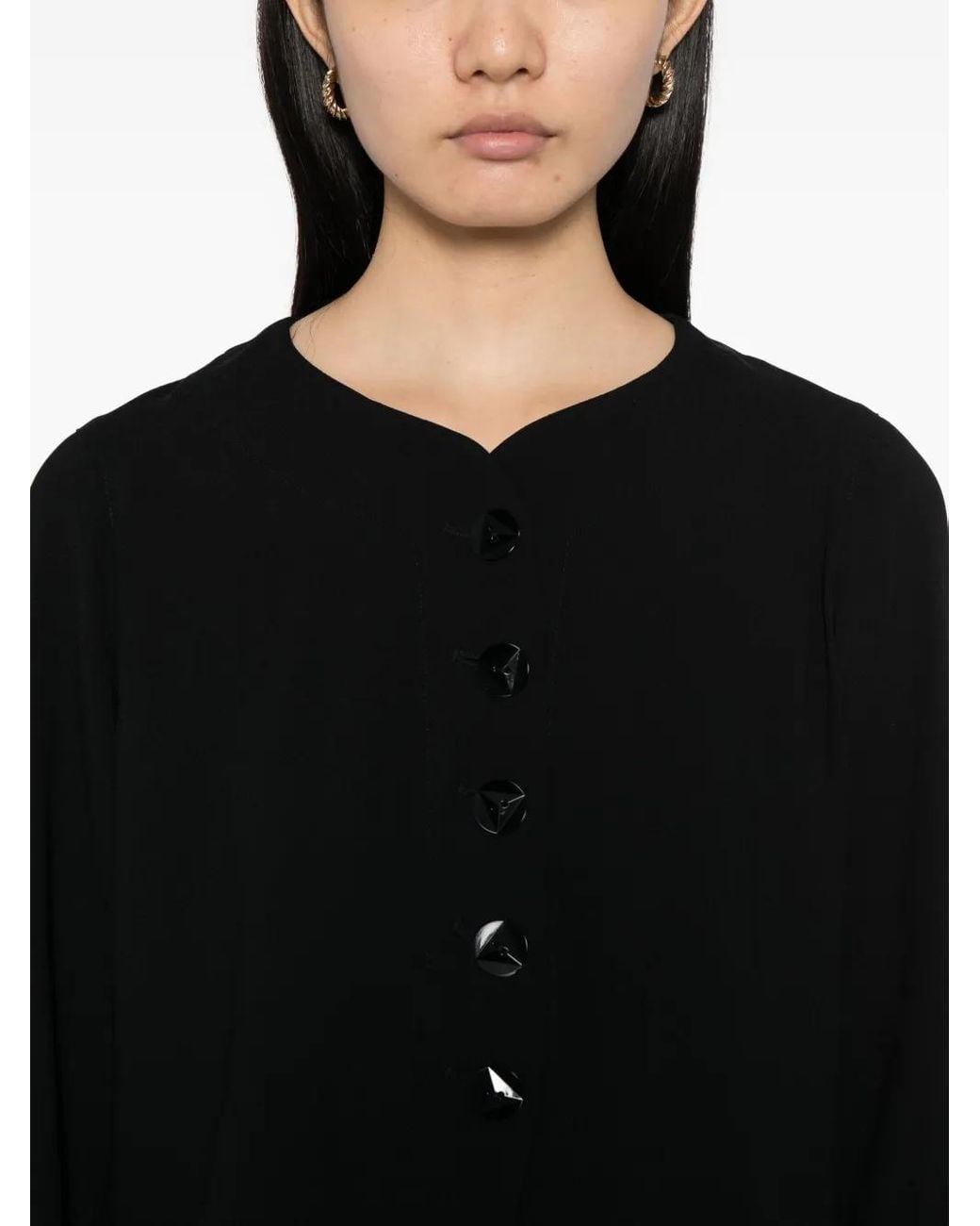 Agnes B. Black Button-Up Blouse