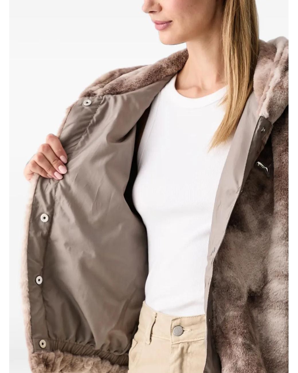 PUMA Brown Street Glam Oversized Fleece Jacket