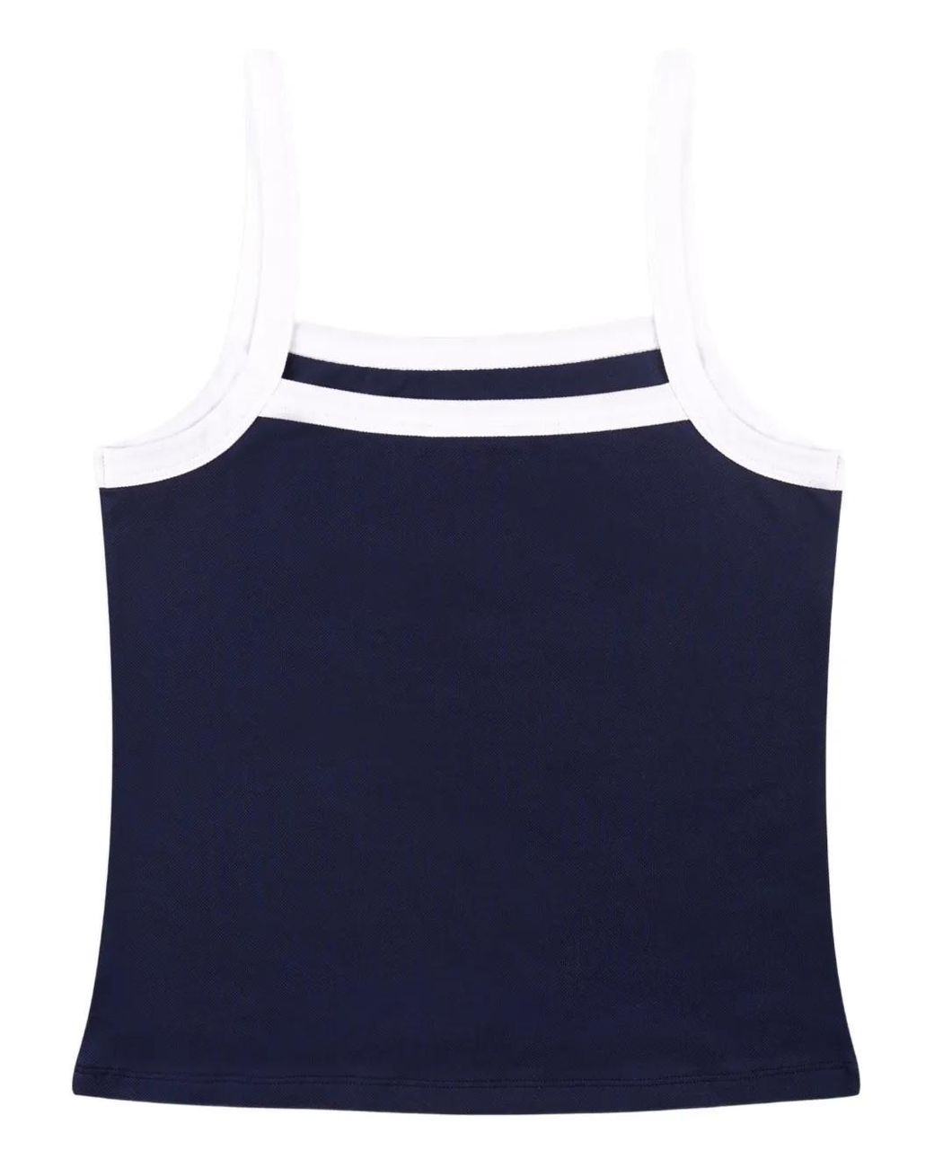 Sporty & Rich Blue Contrast-Binding Ribbed Top