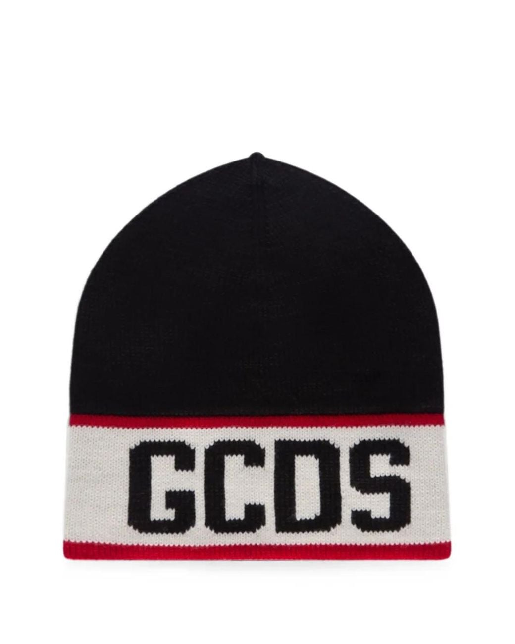 Gcds Black Logo-Intarsia Beanie Hat