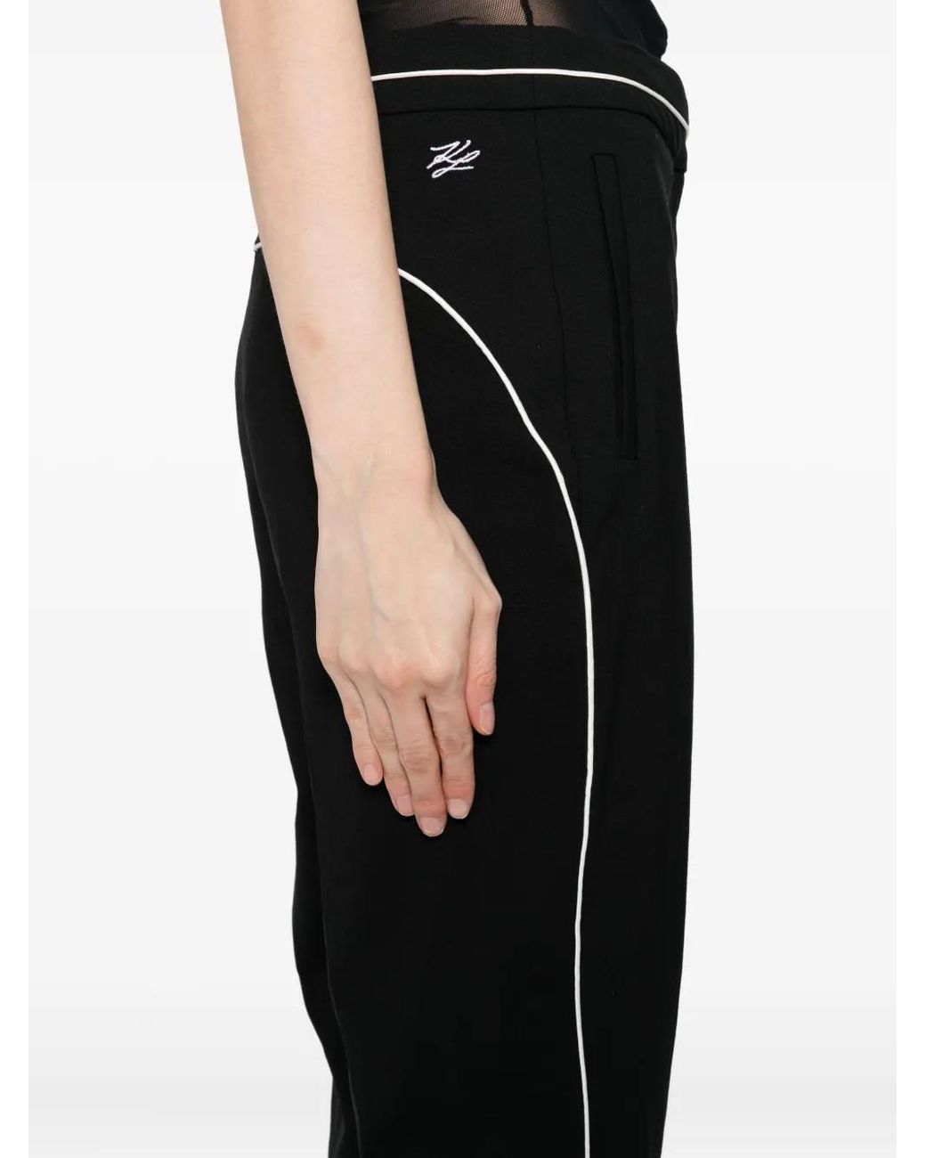 Karl Lagerfeld Black Piping Pants