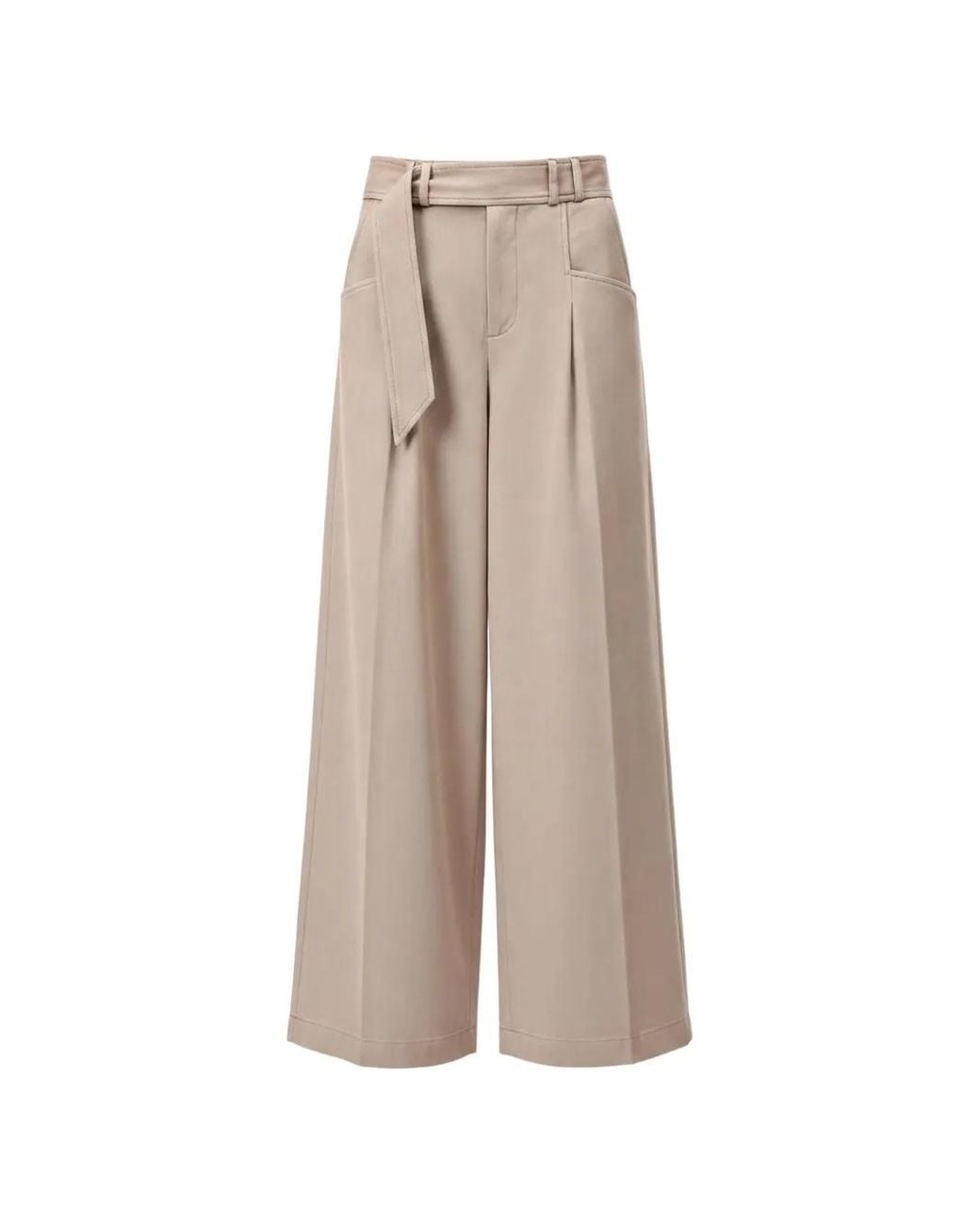Closed Natural Wes Belted Wide-Leg Trousers