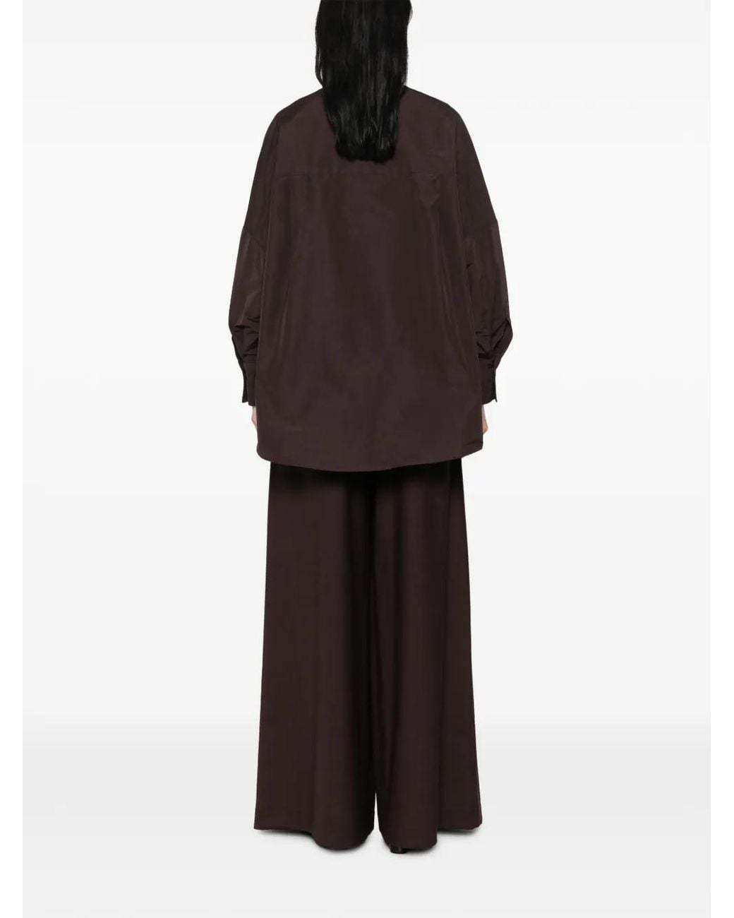 Co.Go Brown Belted Balloon-Sleeve Shirt