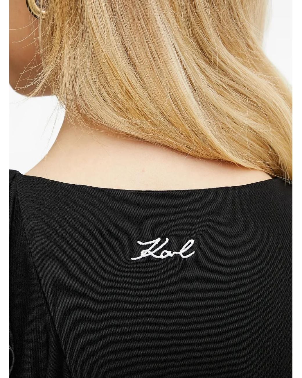 Vestido midi con detalle de volantes Karl Lagerfeld de color Black