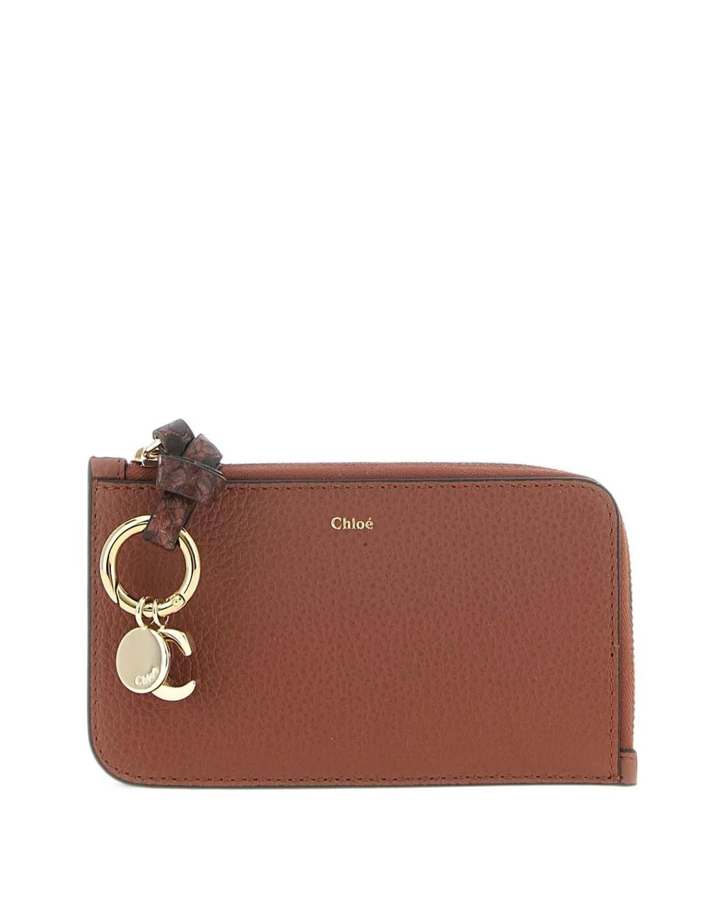 Chloé Brown Alphabet Logo-Stamped Leather Wallet