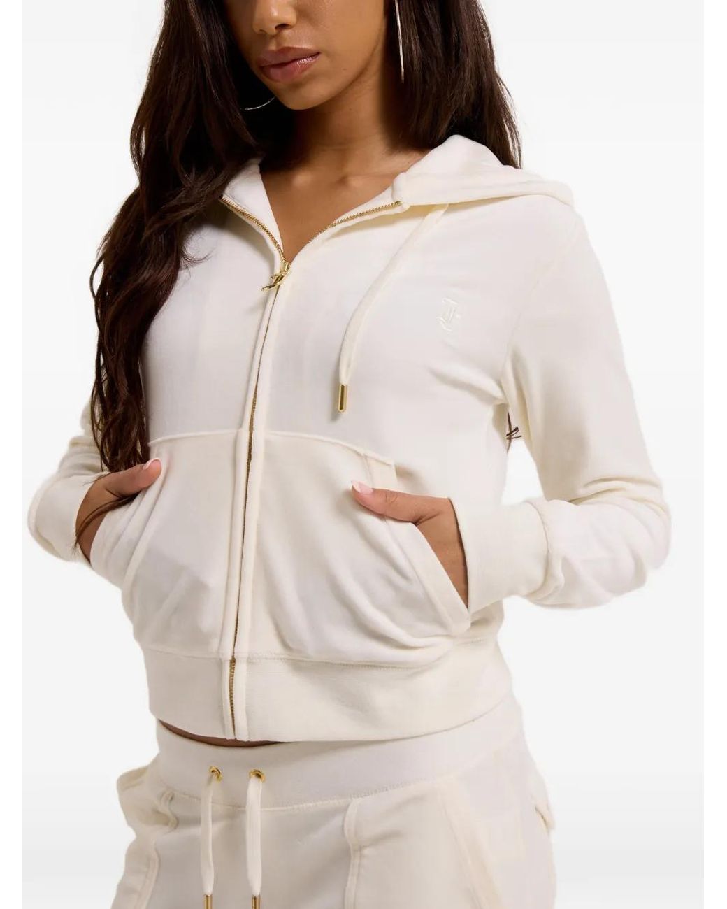 Juicy Couture White Robertson Velour Hoodie
