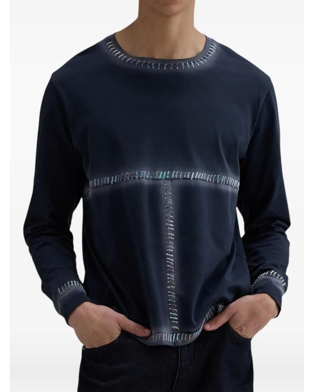 Eckhaus Latta Blue Lapped Long-Sleeve T-Shirt