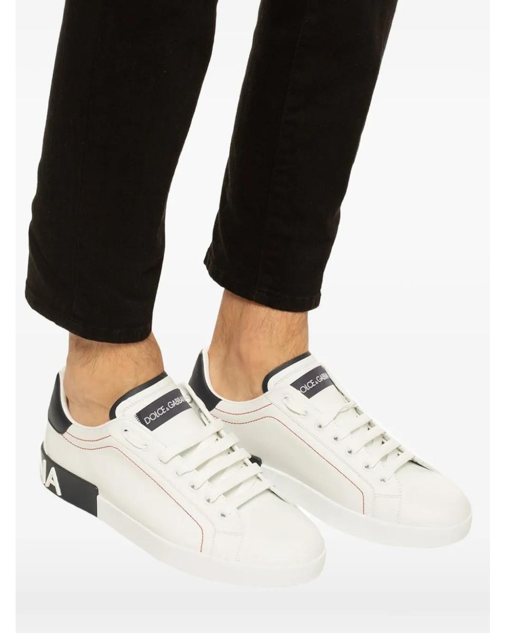 Dolce & Gabbana White Portofino Leather Sneakers for men