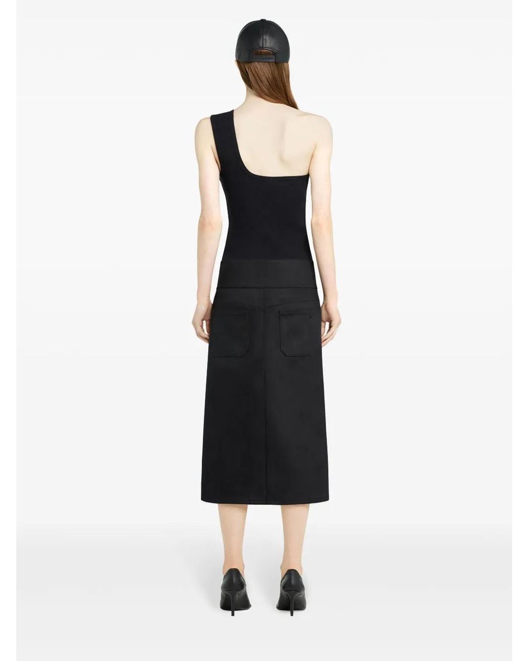 Courreges Black Belted Midi Skirt