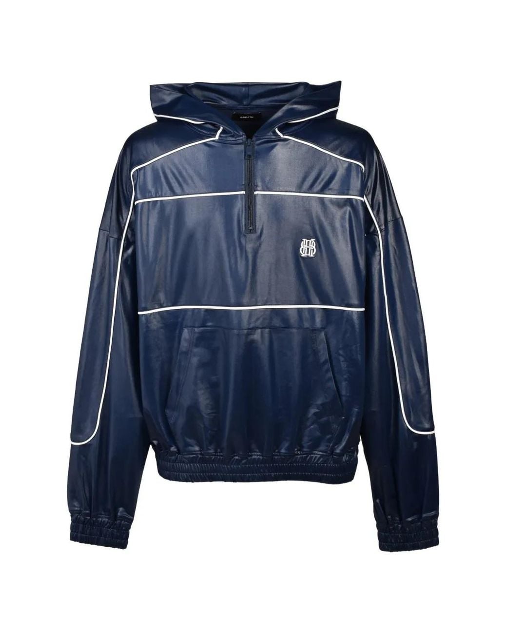 BREATH Blue Piping-Detail Half-Zip Hoodie for men