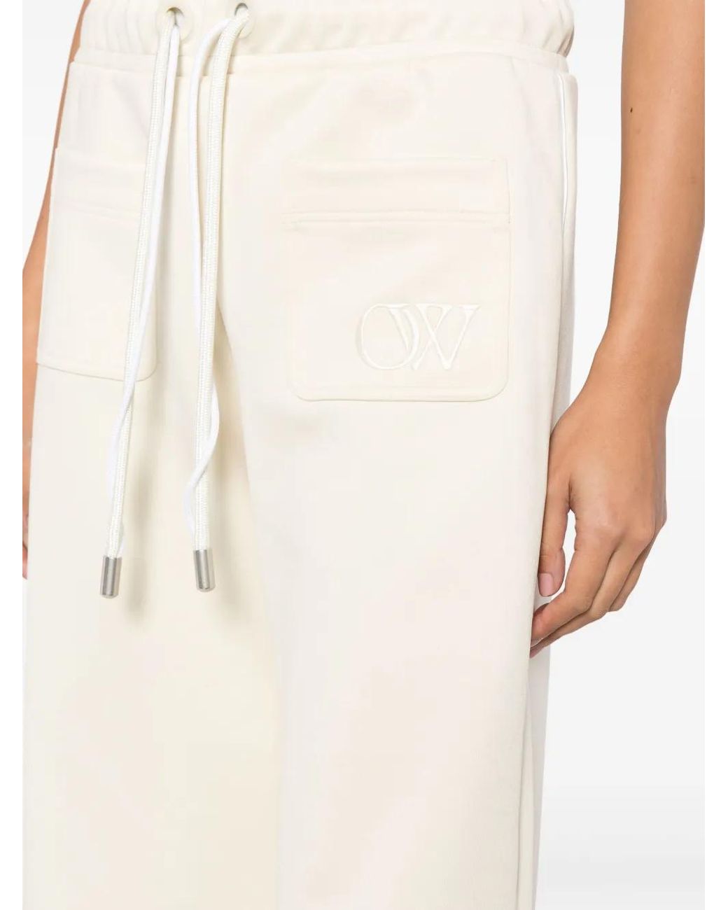 Off-White c/o Virgil Abloh White Logo-Embroidered Flared Track Pants