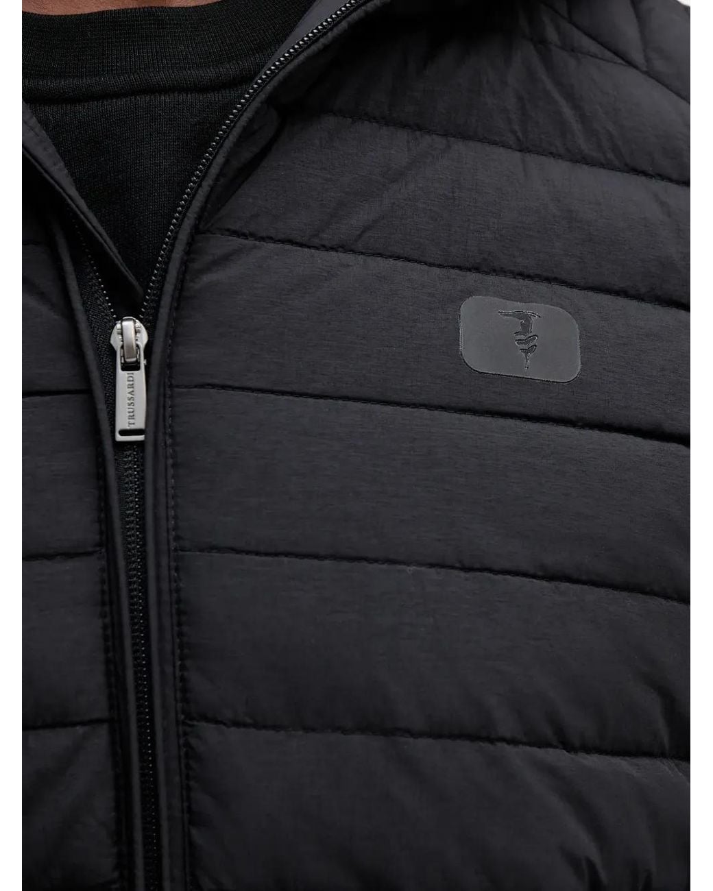 Trussardi Black Hooded Quilted Jacket for men