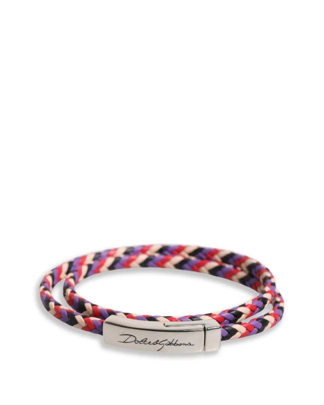 Dolce & Gabbana Purple Braided Double-Wrap Bracelet for men