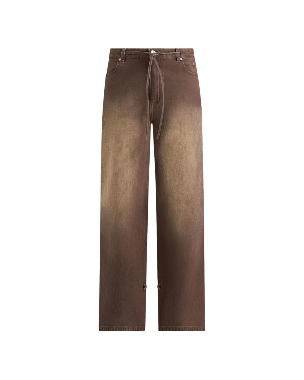 Manière De Voir Natural Faye Wide Mid Rise Jeans With Tie Waist