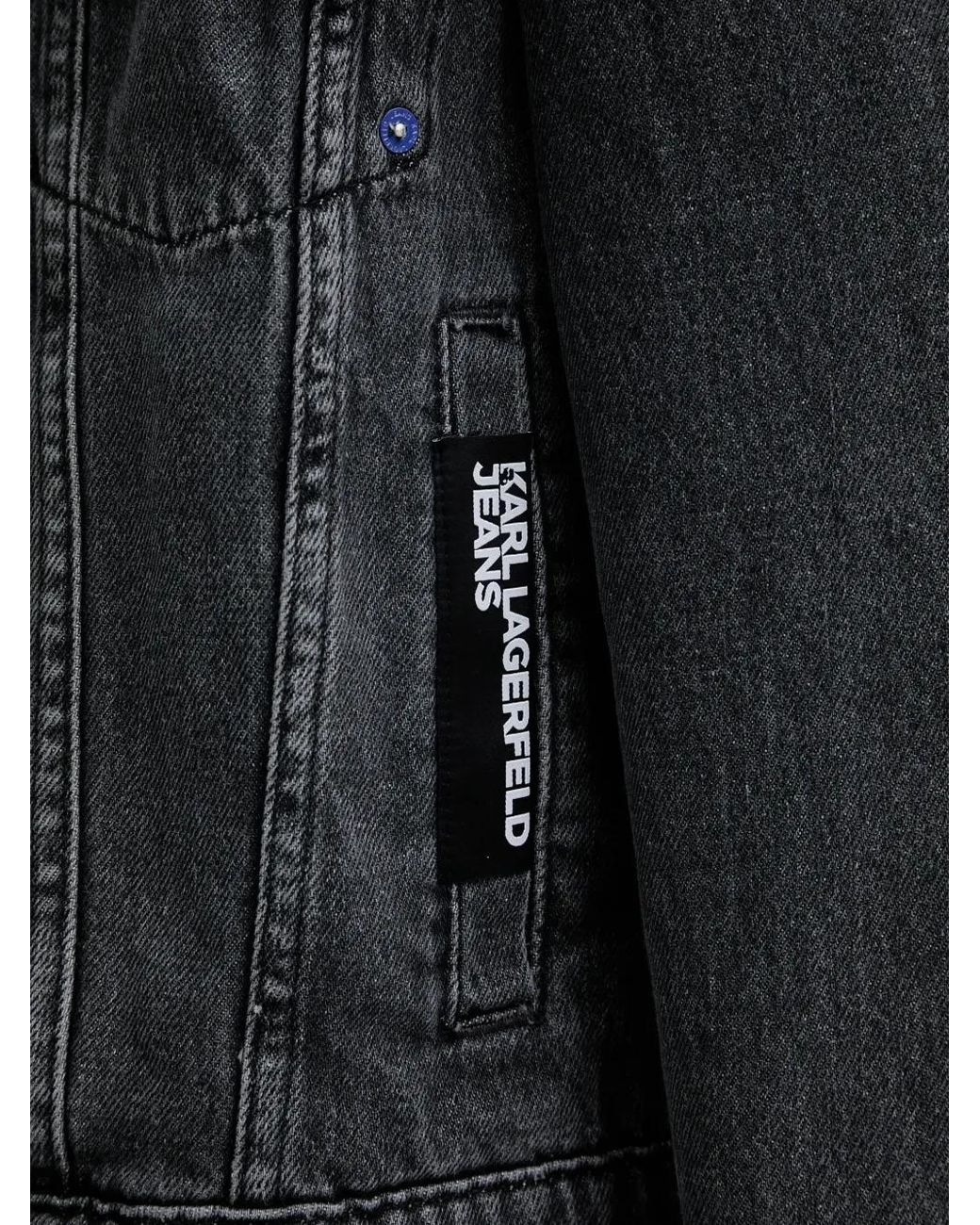 Karl Lagerfeld Gray Denim Button Jacket
