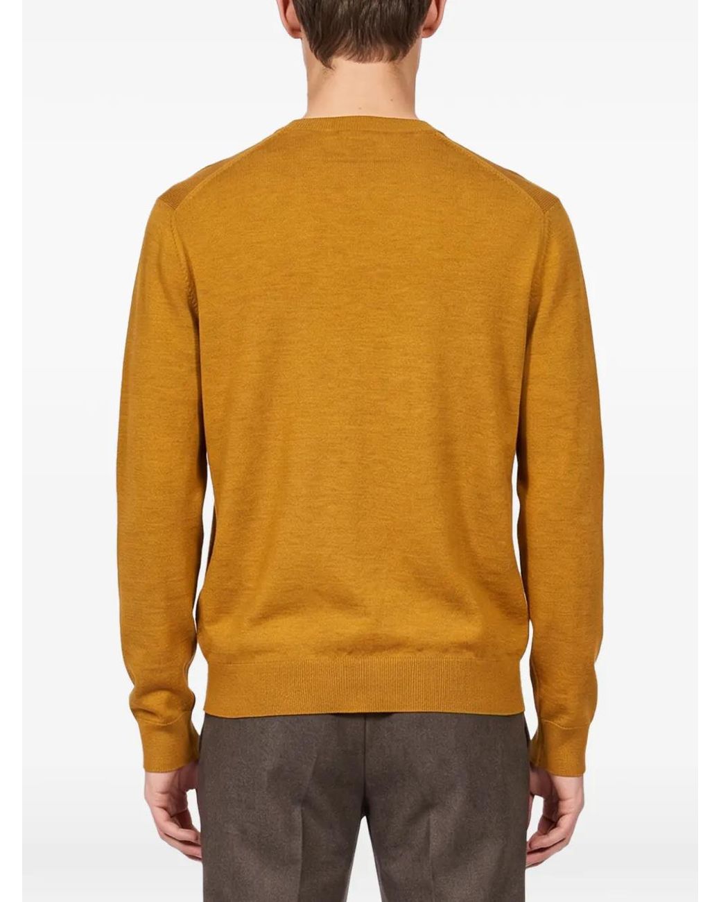 Zegna Orange V-Neck Sweater for men