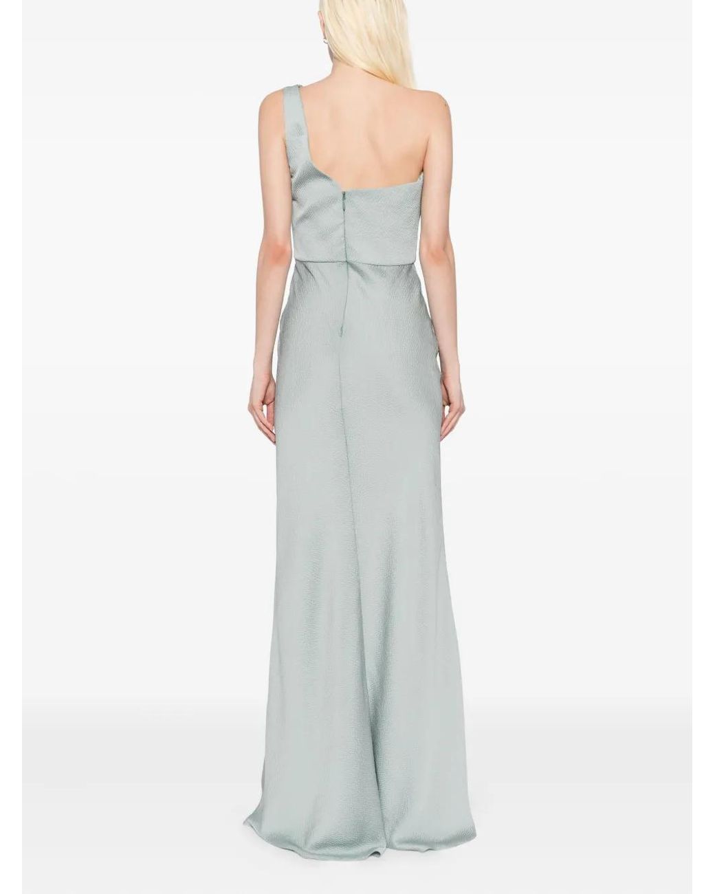 Amsale White Satin Hammered Gown