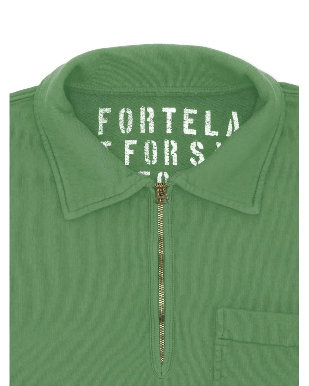 Fortela Green Yale Zip Chest-Pocket Sweatshirt for men