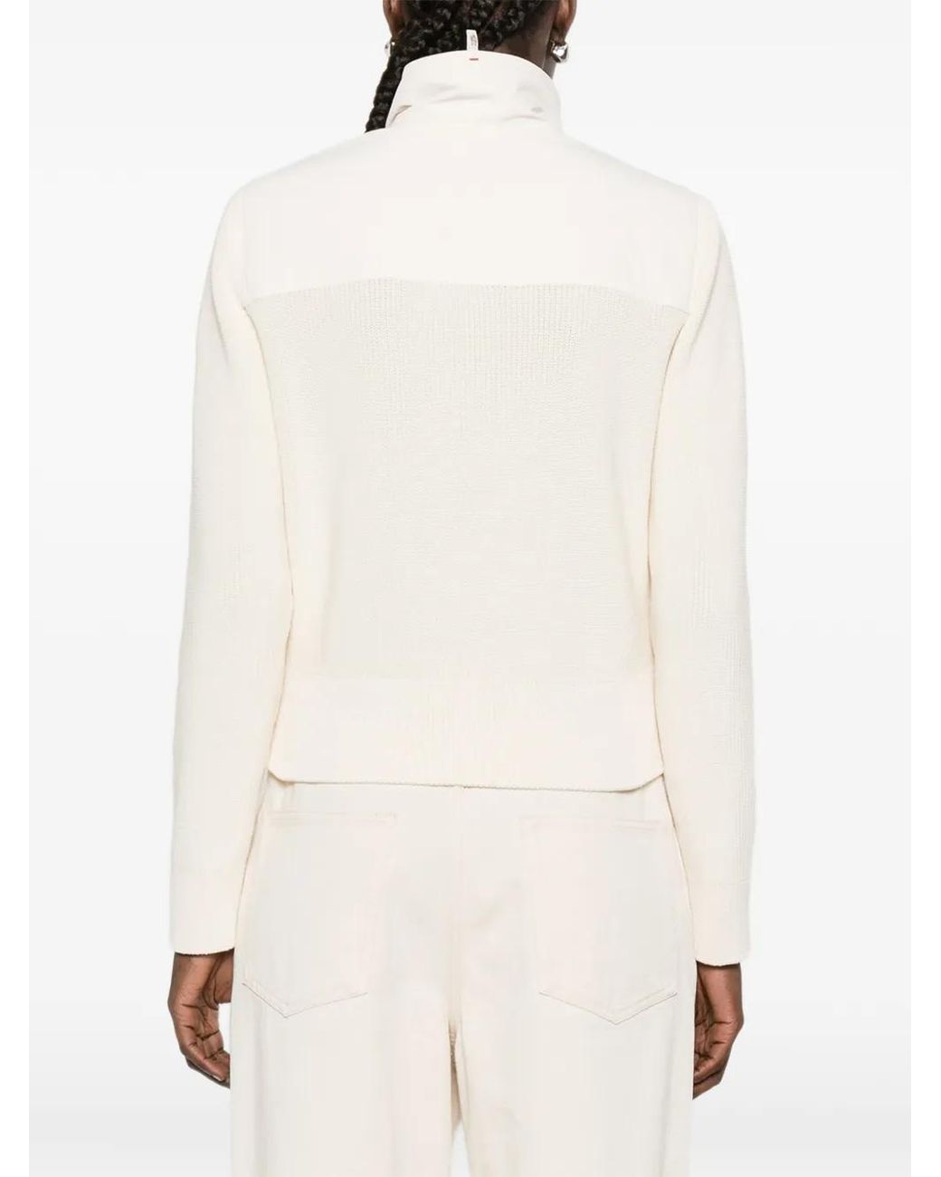 Moncler White Cardigan À Fermeture Zippée