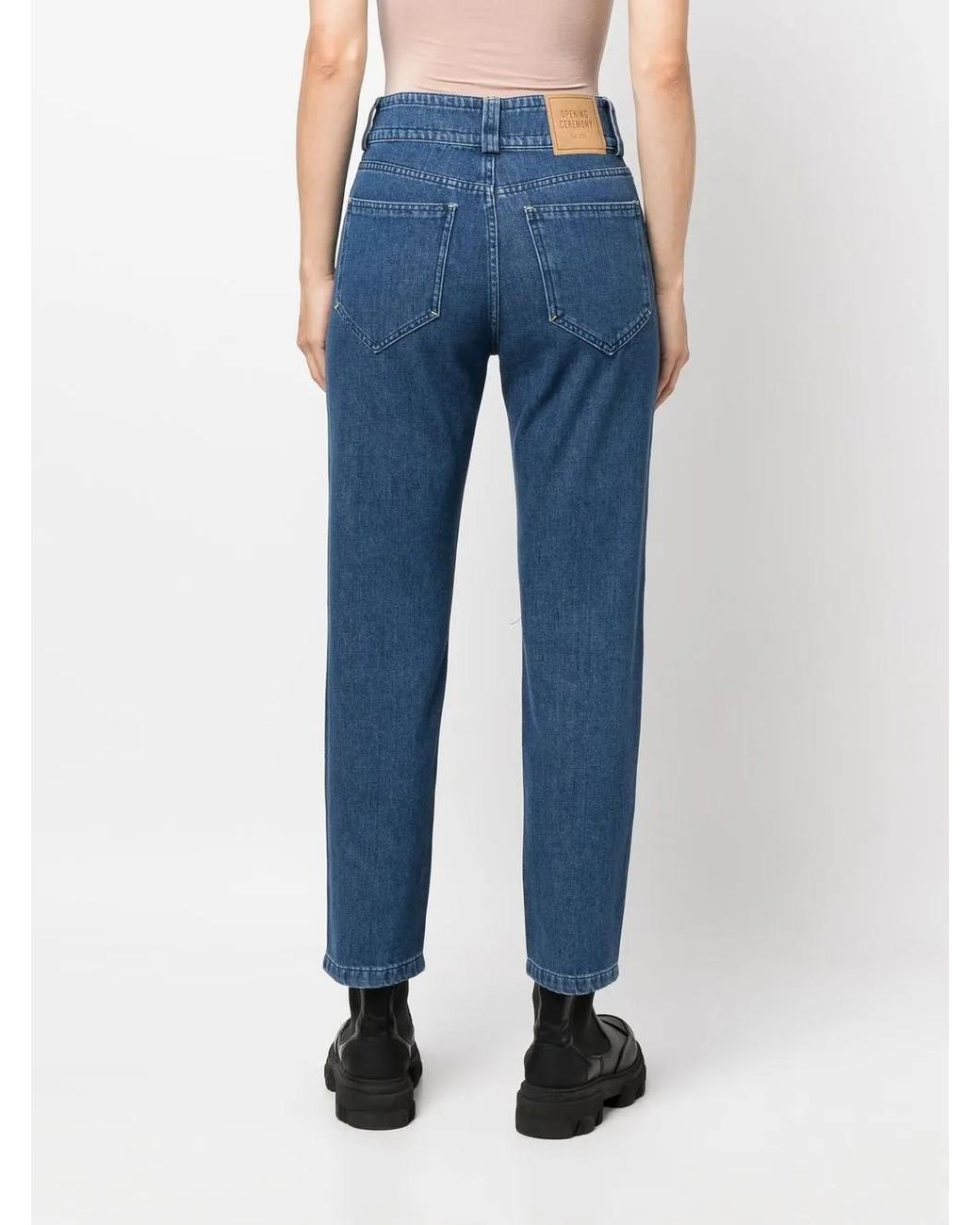 Opening Ceremony Blue Embroidered Logo-Patch Cigarette Jeans