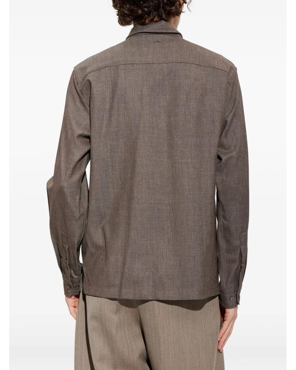 Paul & Shark Brown Chemise À Poches Poitrine for men