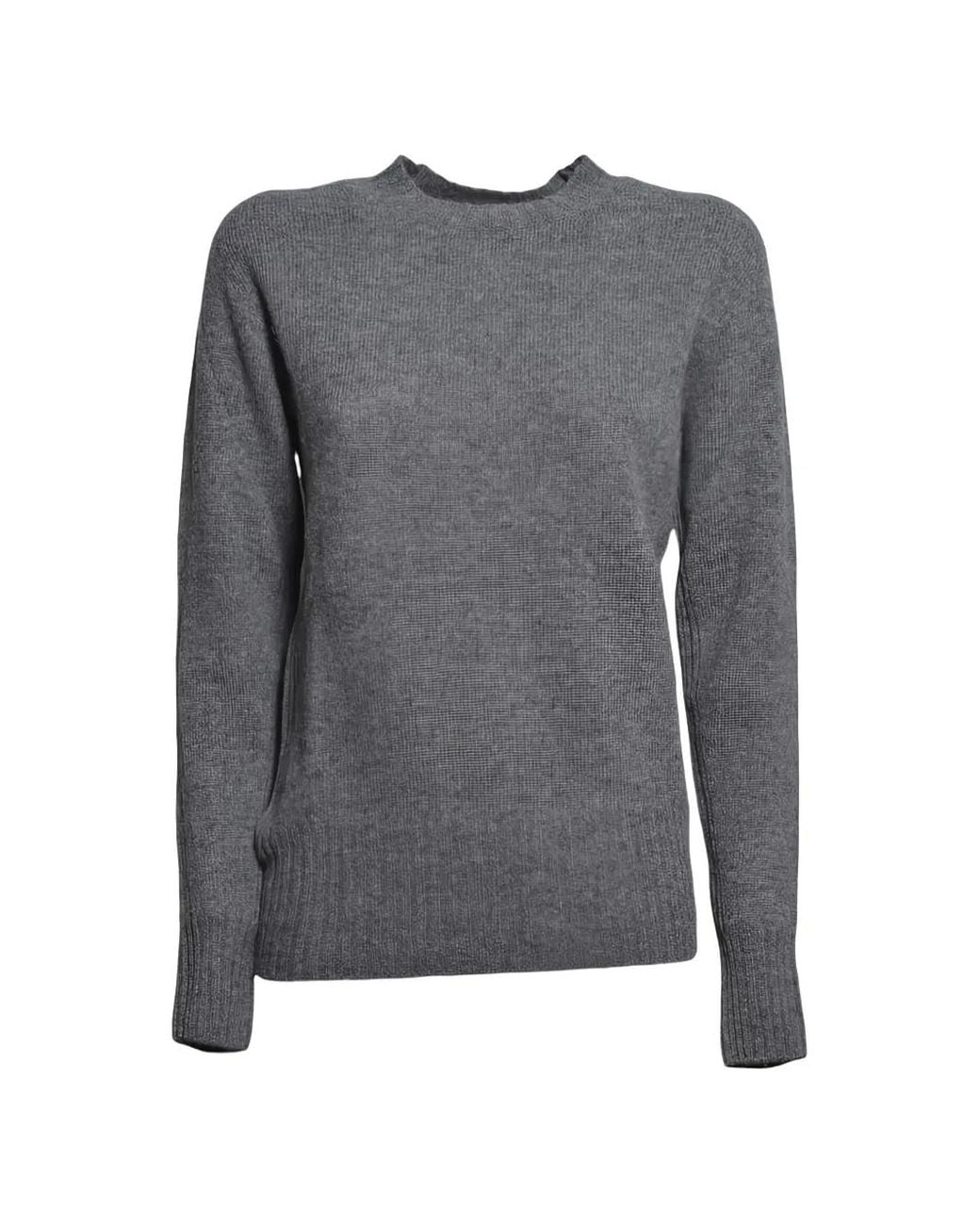 SOLOTRE Gray Cut-Out Knitted Sweater