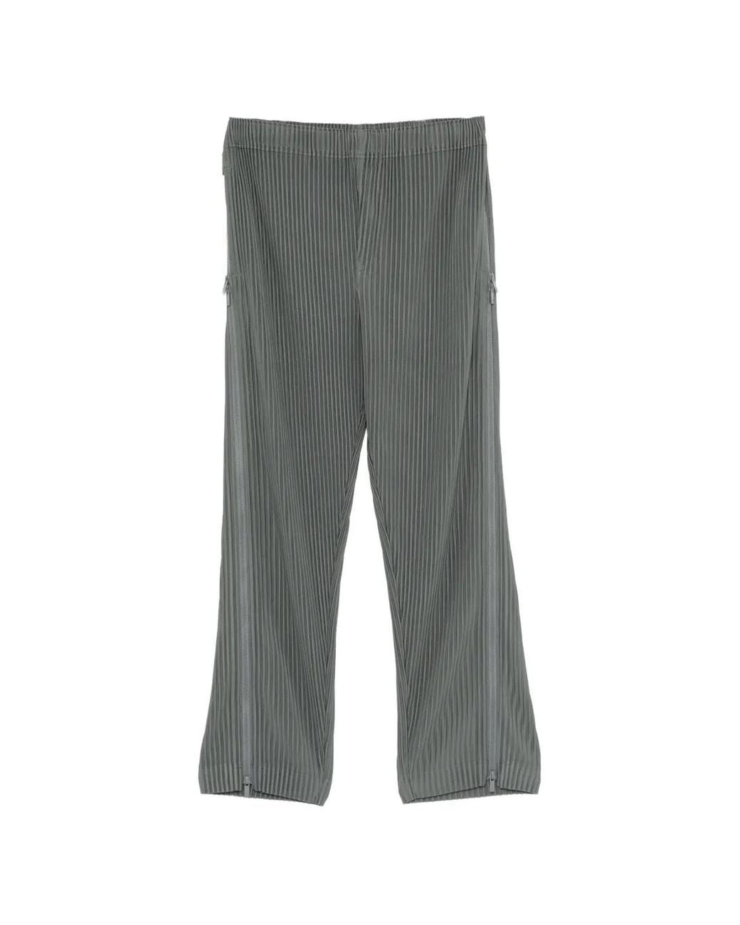 Homme Plissé Issey Miyake Gray Pantalon Plissé À Détails De Zips for men