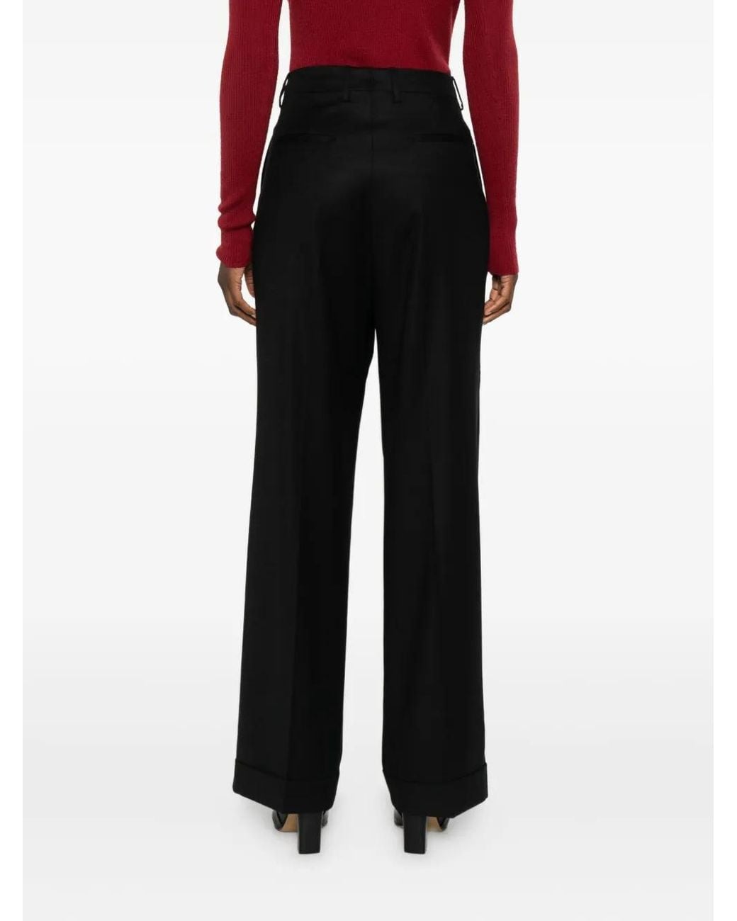 Berwich Black Pleated-Cuffed Trousers