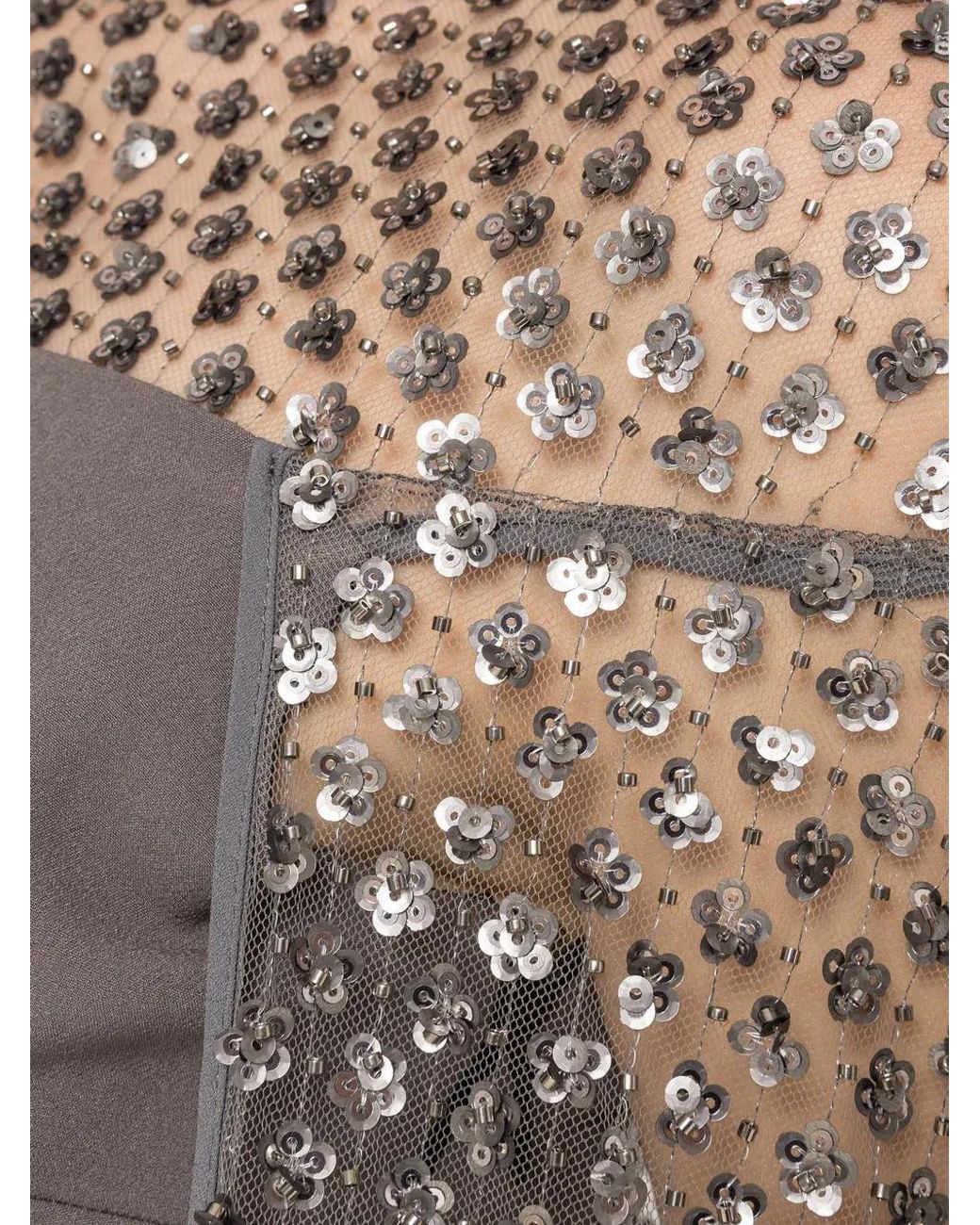 Nissa Gray Sequined Cape Maxi Dress