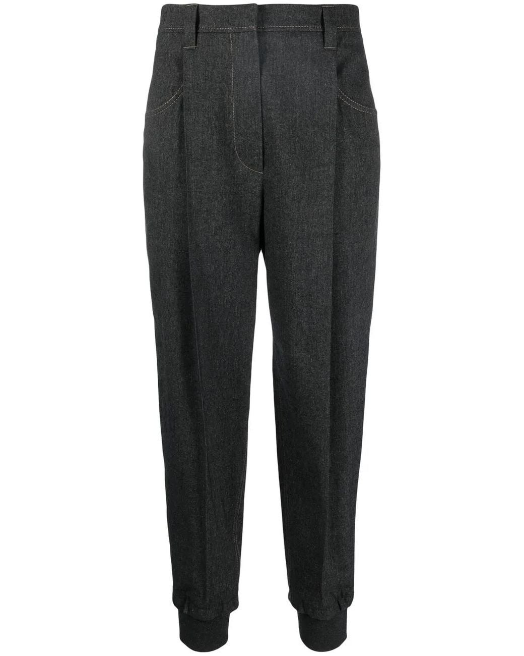 Brunello Cucinelli Black Tapered-Leg Tailored Trousers