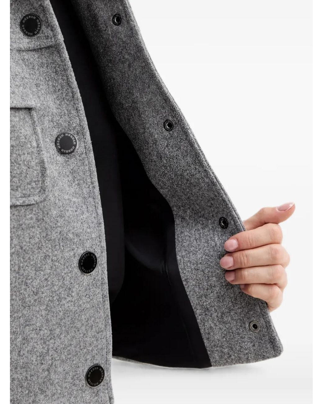 Morgan Gray Buttoned-Pocket Cropped Jacket