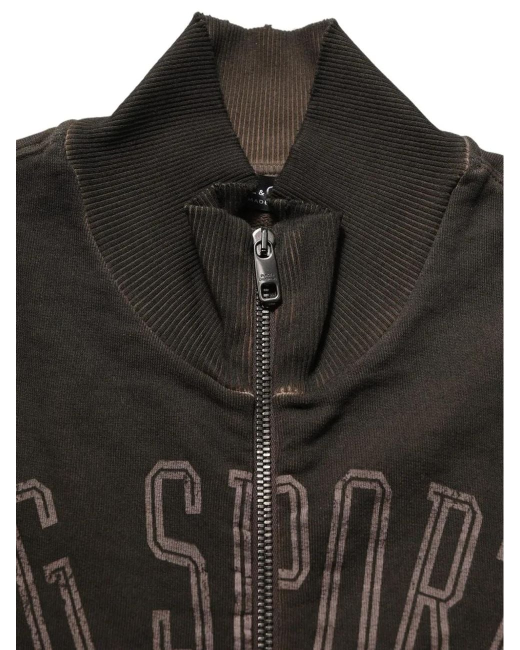Dolce & Gabbana Black Distressed Logo-Print Sweater for men