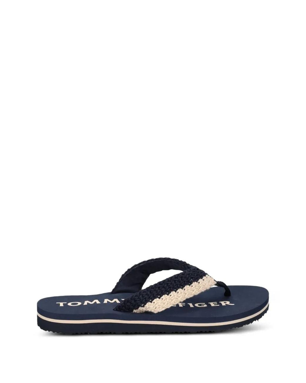 Tommy Hilfiger Blue Crochet-Knit Flip-Flops