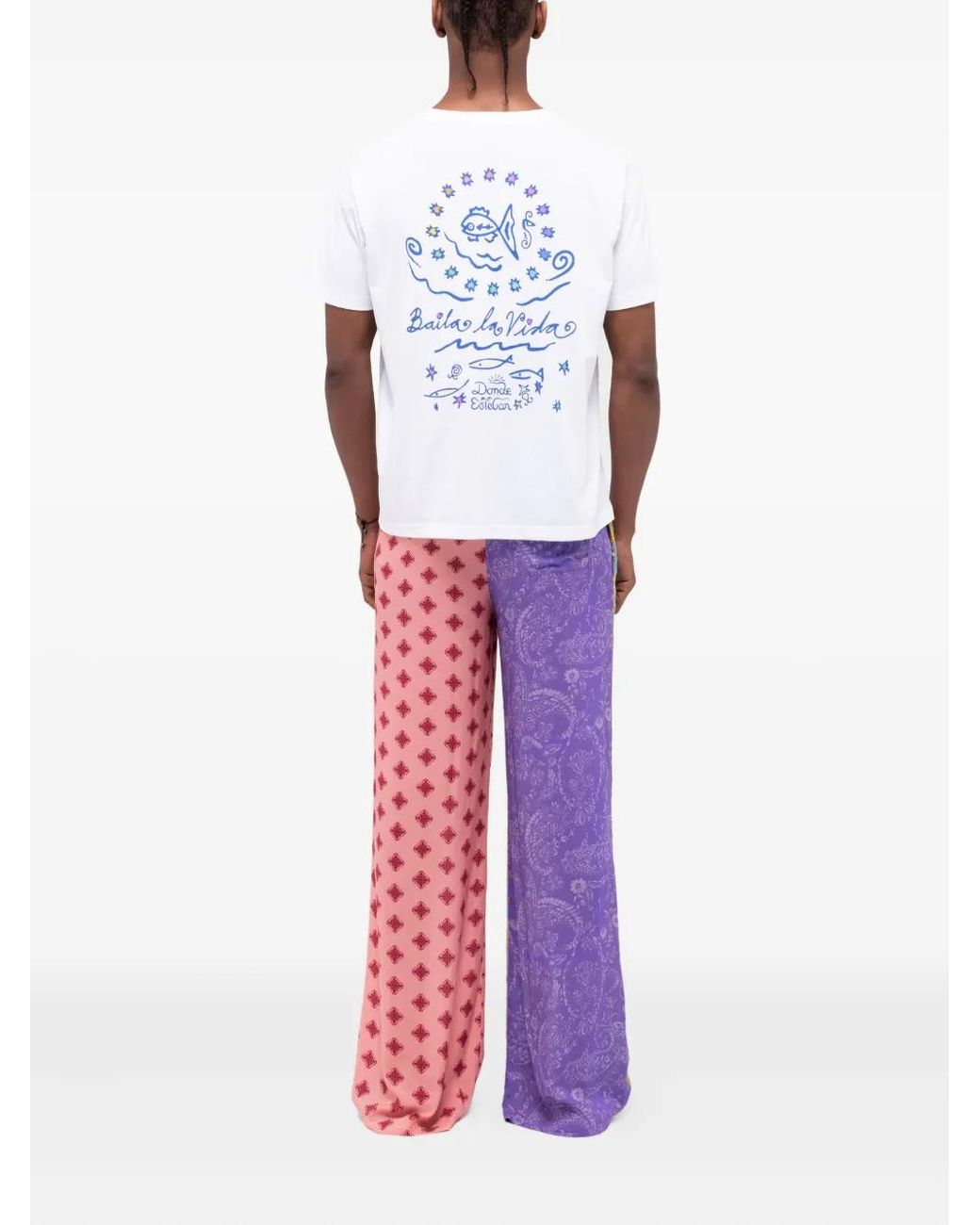 Donde Esteban White Print Cotton T-Shirt