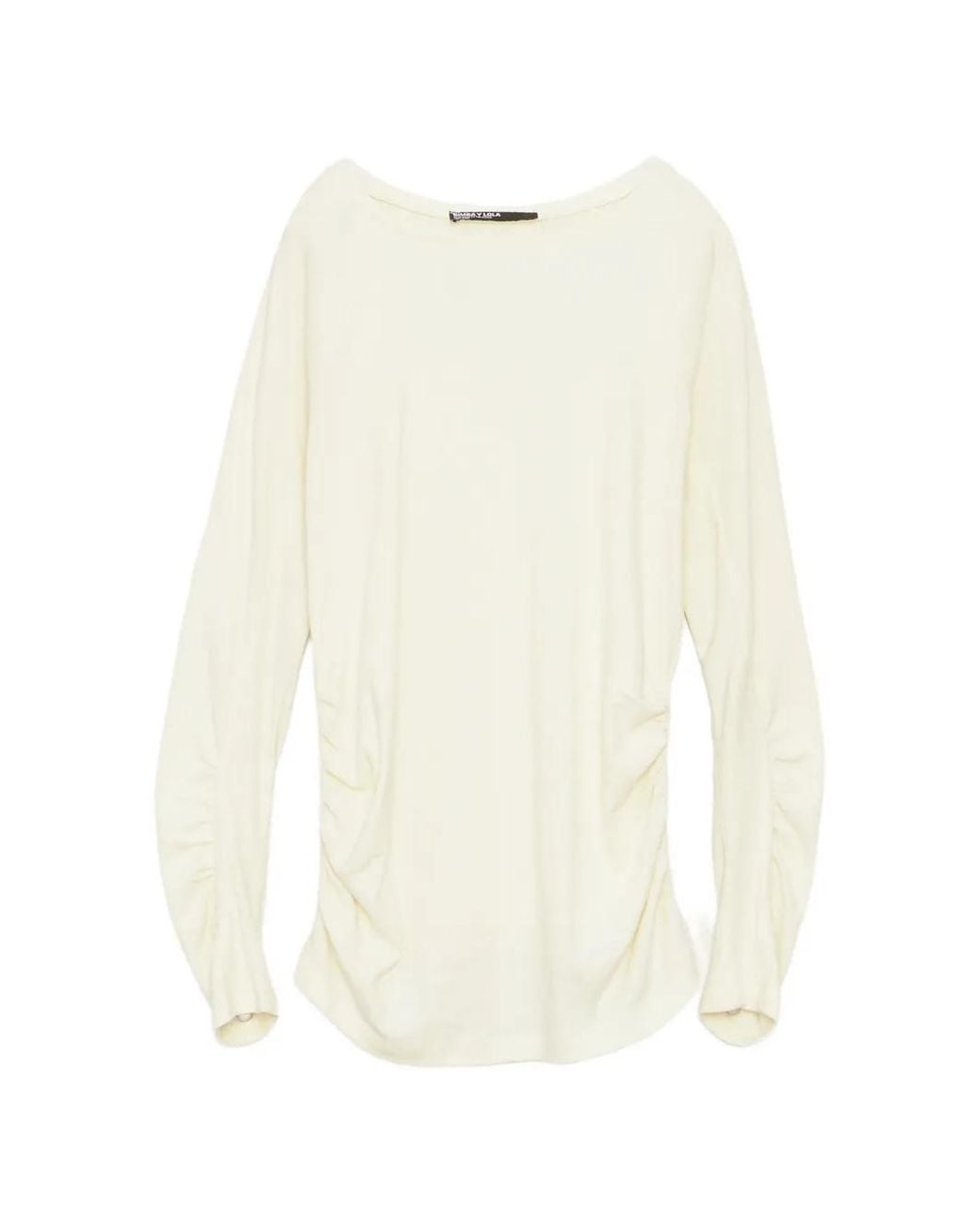 Bimba Y Lola White Ivory Gathered Raglan T-Shirt
