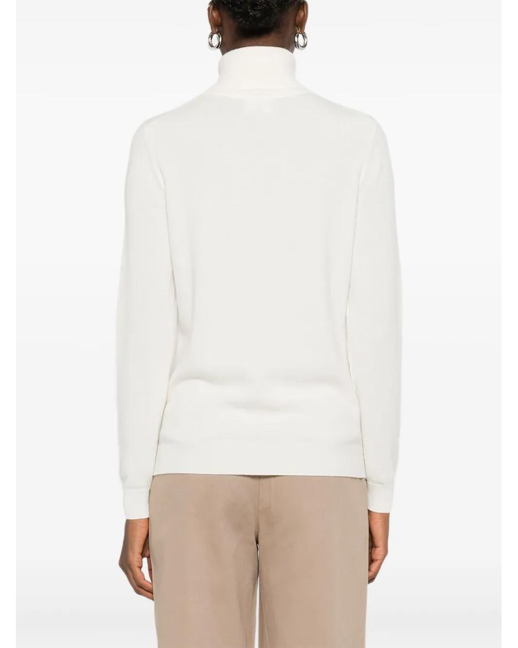 Bompard White Roll-Neck Cashmere Sweater