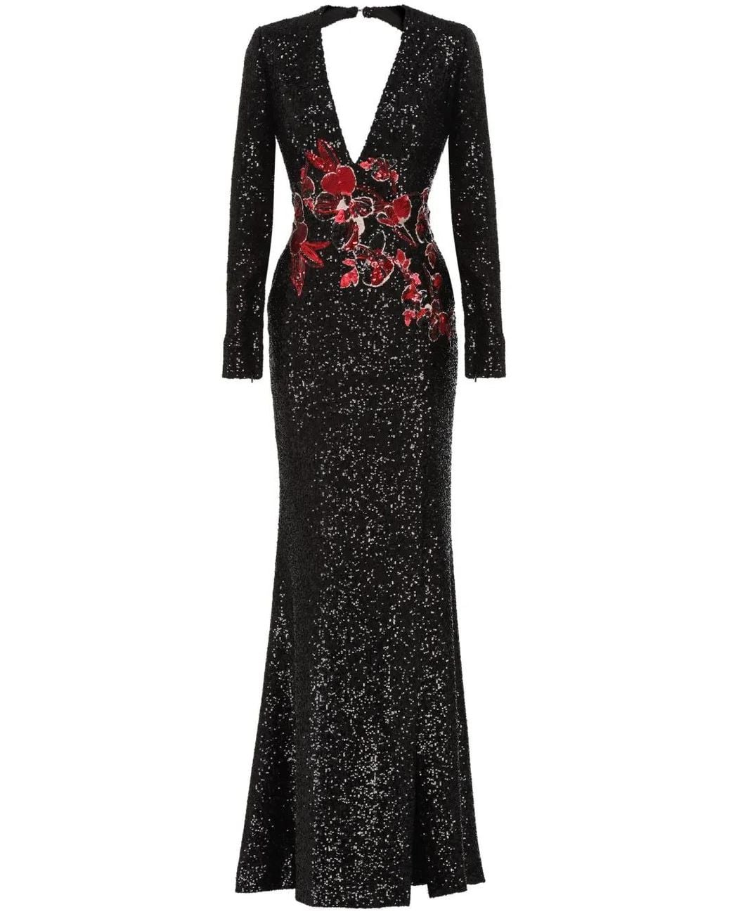 Elie Saab Black Embroidered Sequinned Gown