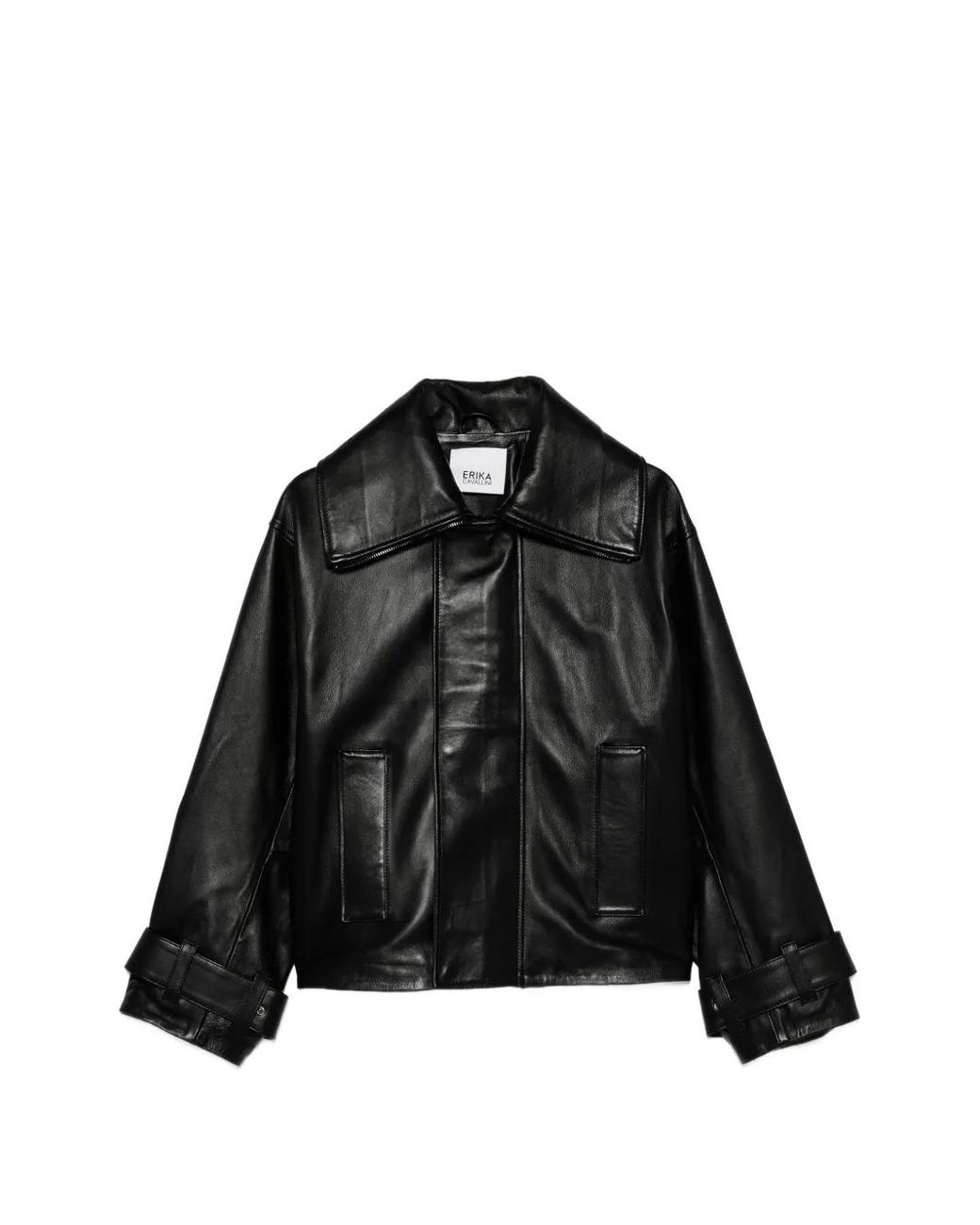 Erika Cavallini Semi Couture Black Oversized-Collar Jacket