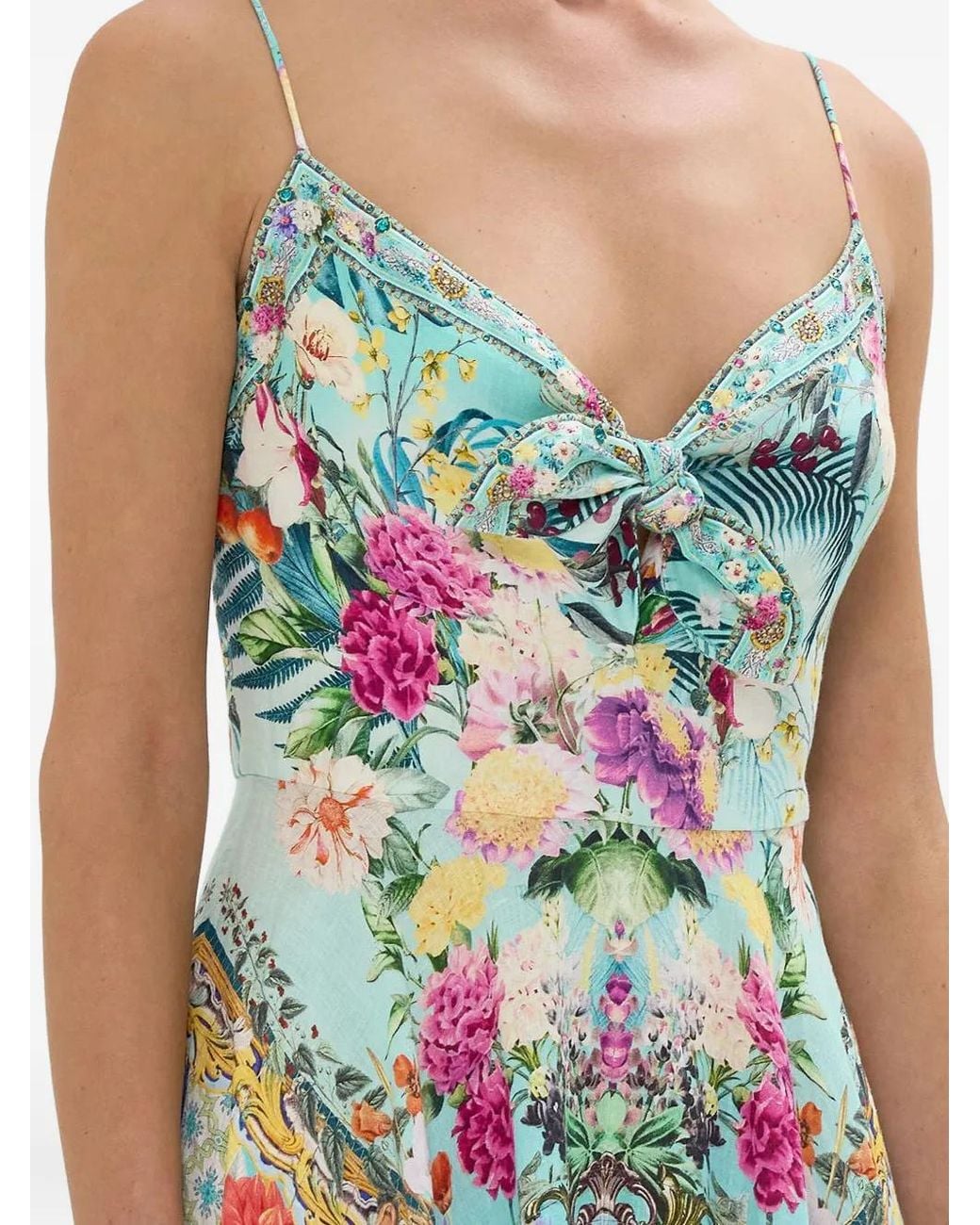 Camilla Blue Floral-Pattern Maxi Dress
