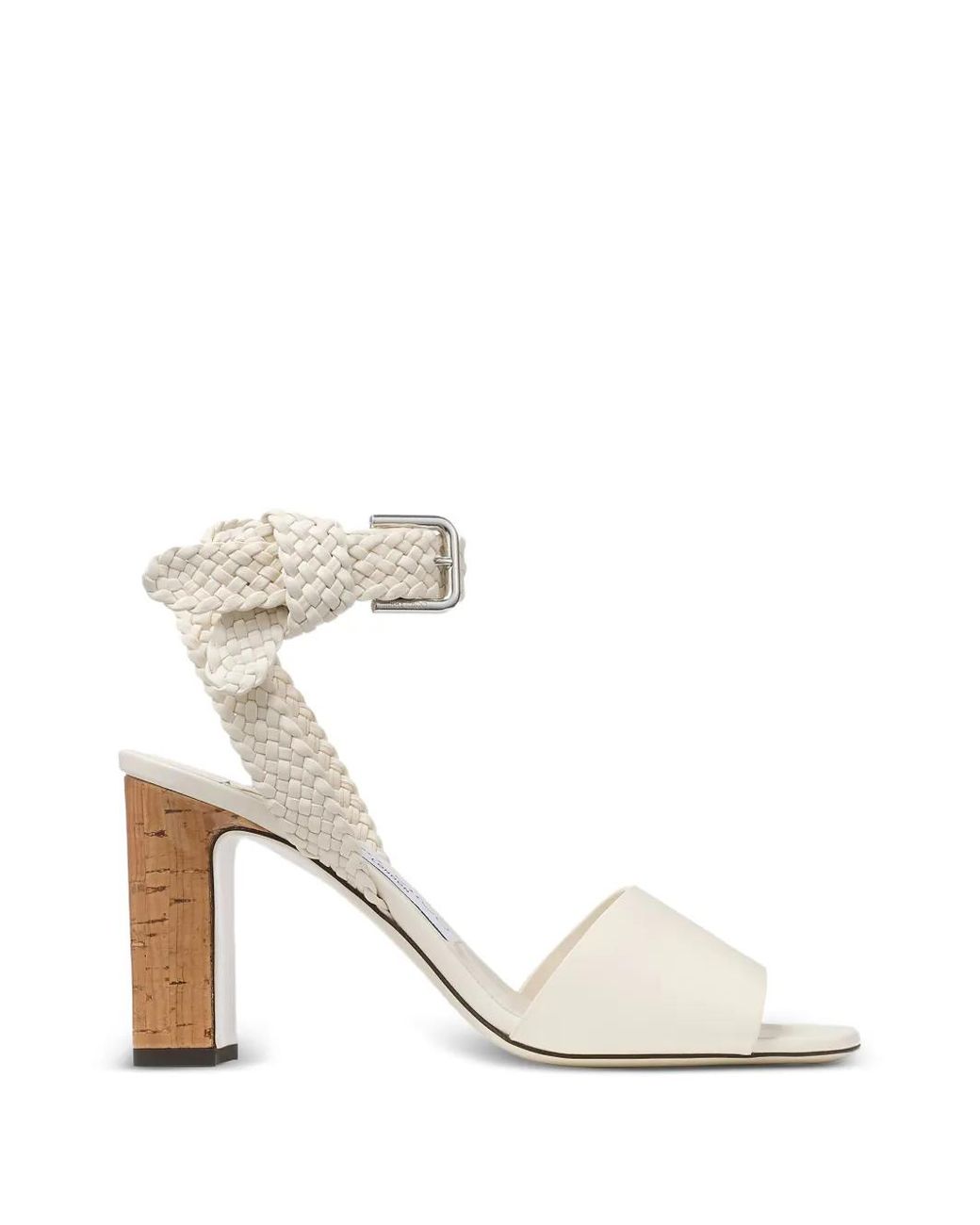 Jimmy Choo White Rori Braided Block-Heel Sandals