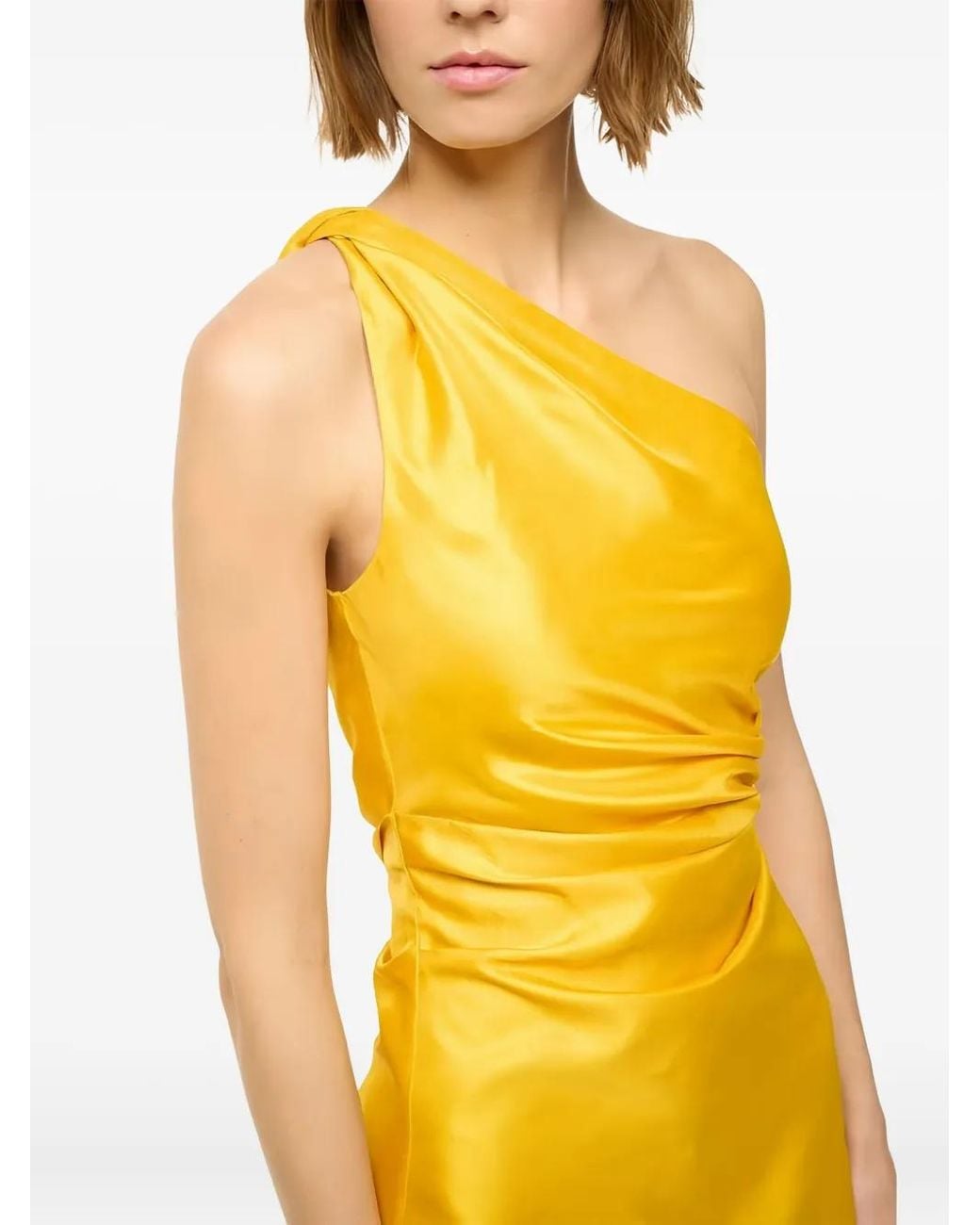 Staud Yellow One-Shoulder Midi Dress