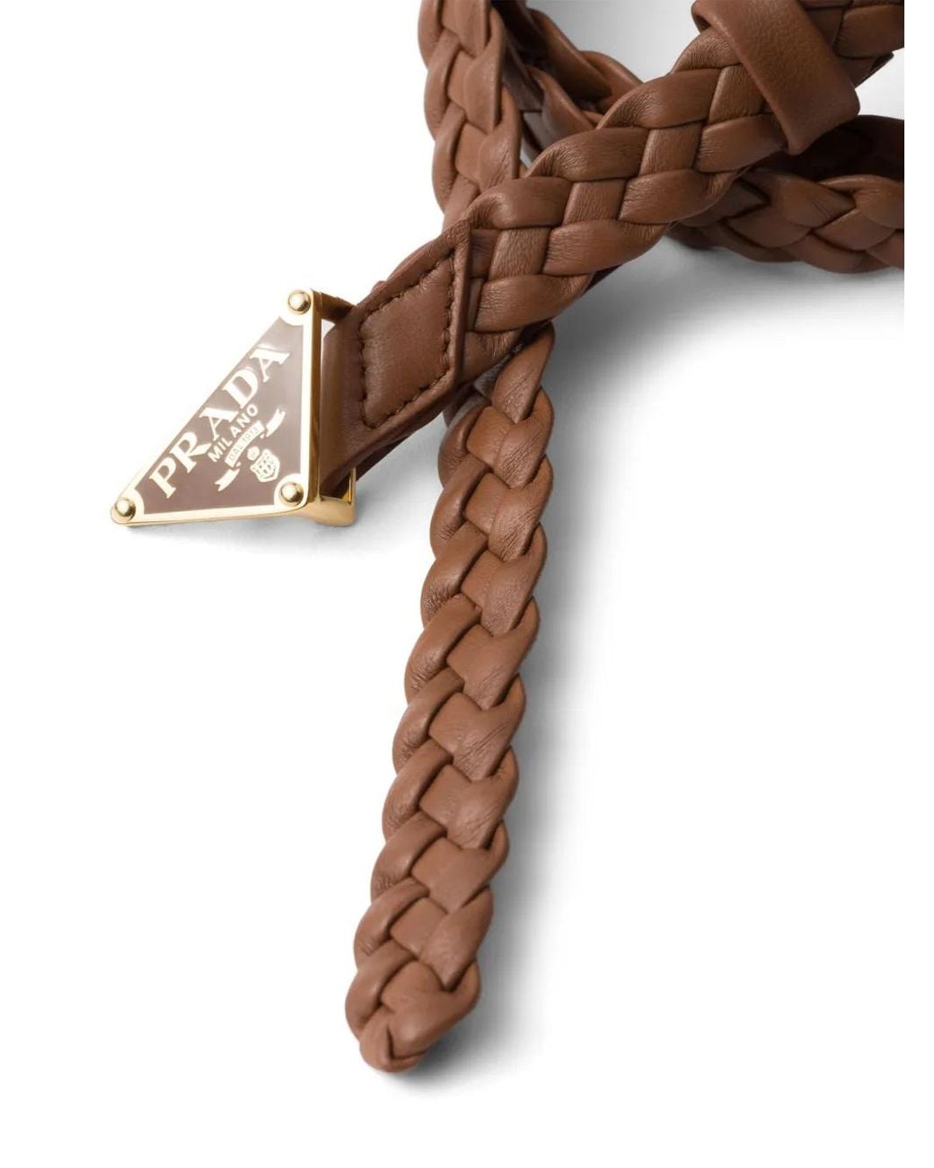 Prada Brown Braided Leather Belt