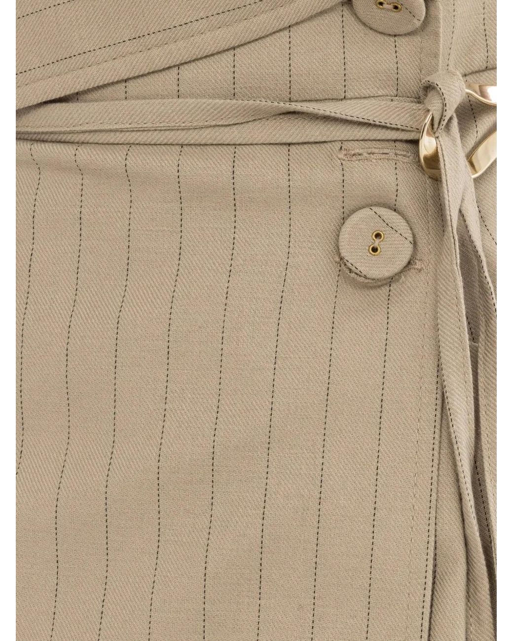 Nissa Natural Striped Midi Dress