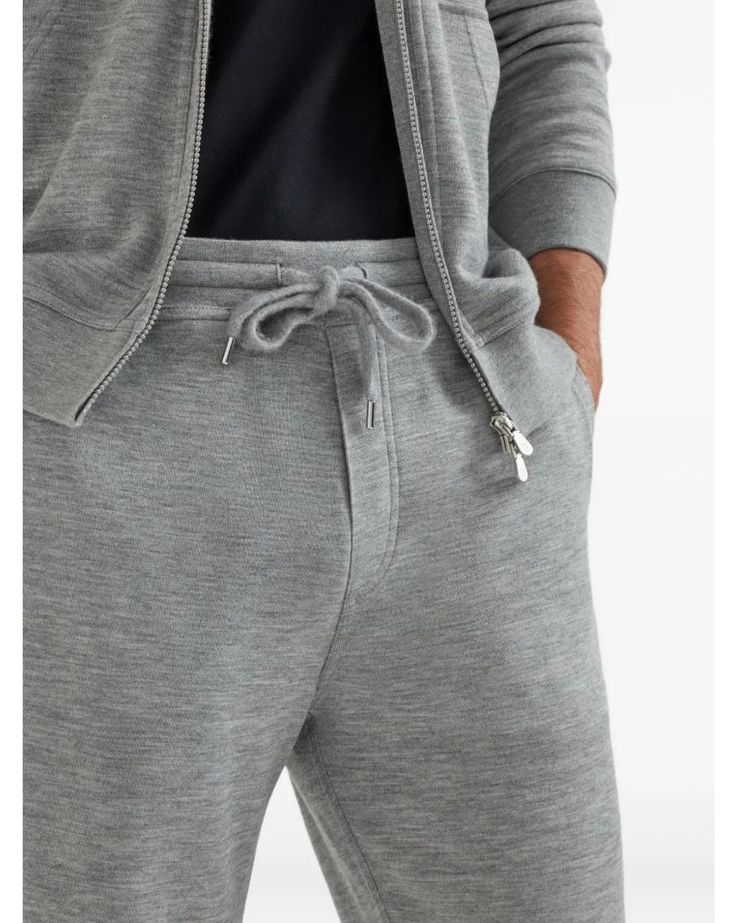 Brunello Cucinelli Gray Silk And Cashmere Trousers for men