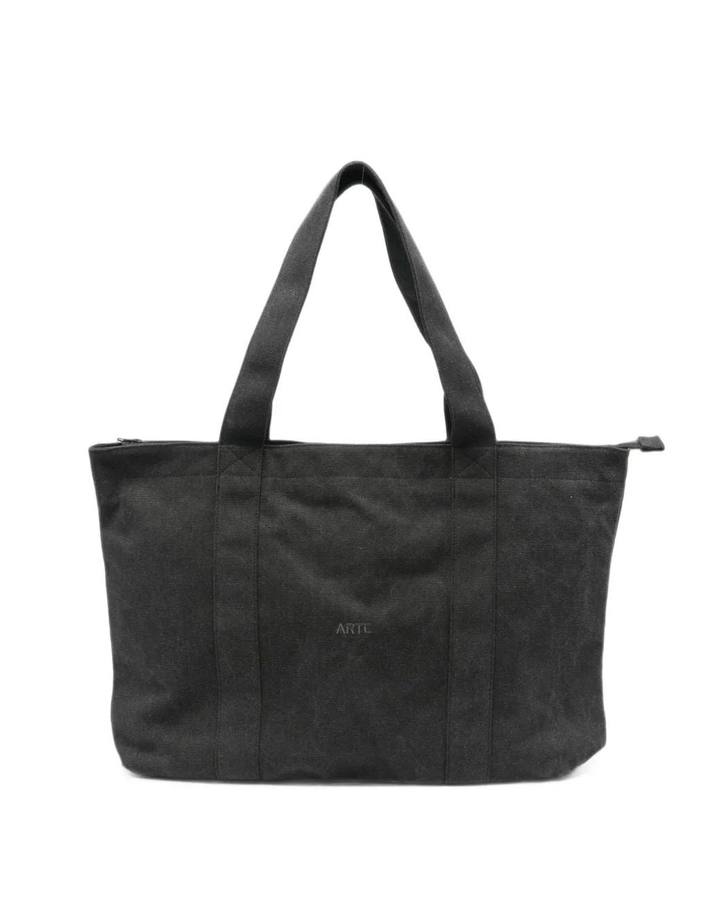 Arte' Black Logo-Embroidered Tote Bag for men