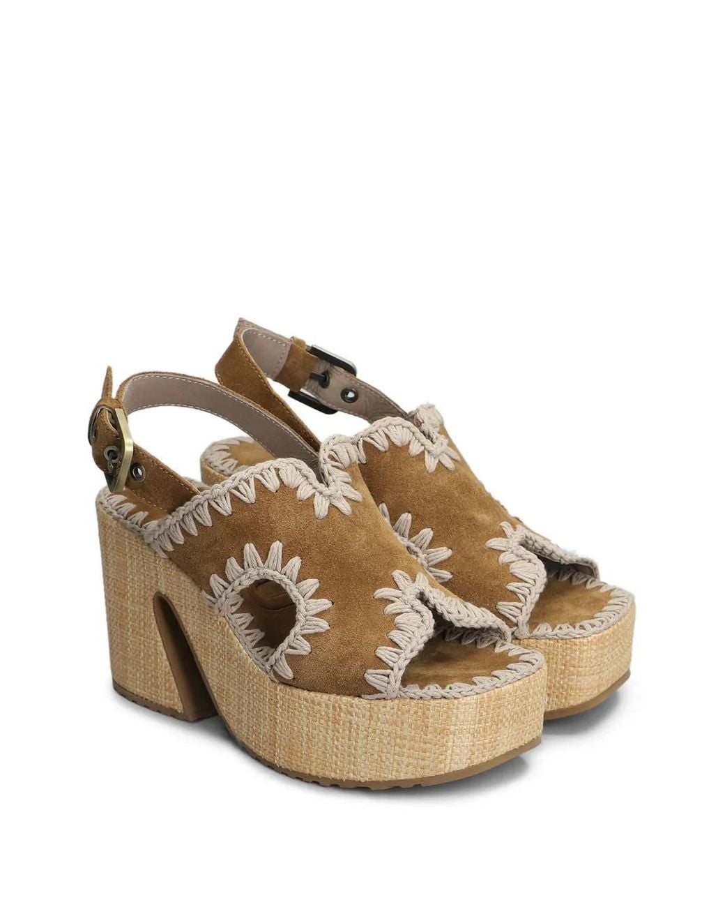 Mou Metallic 100Mm Raffia Platform Sandals