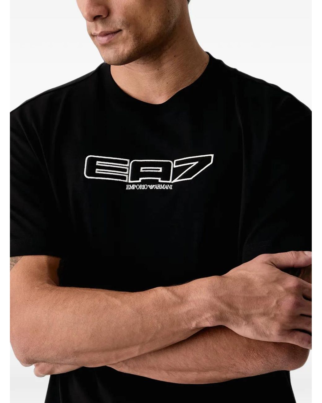 EA7 Black Logo-Print T-Shirt for men