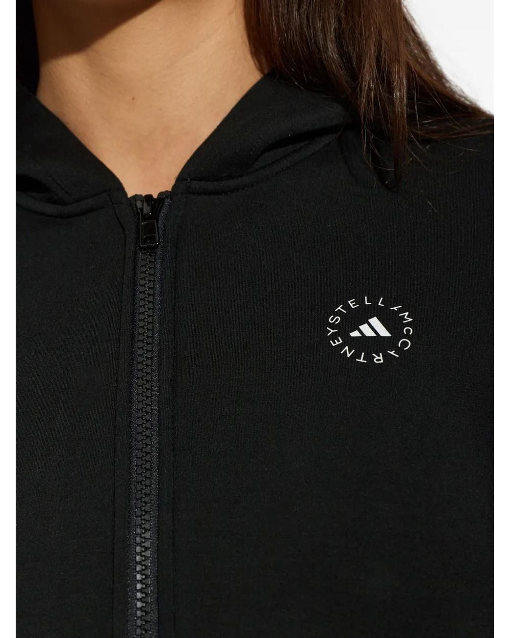 Adidas By Stella McCartney Black Logo-Print Zip-Up Hoodie