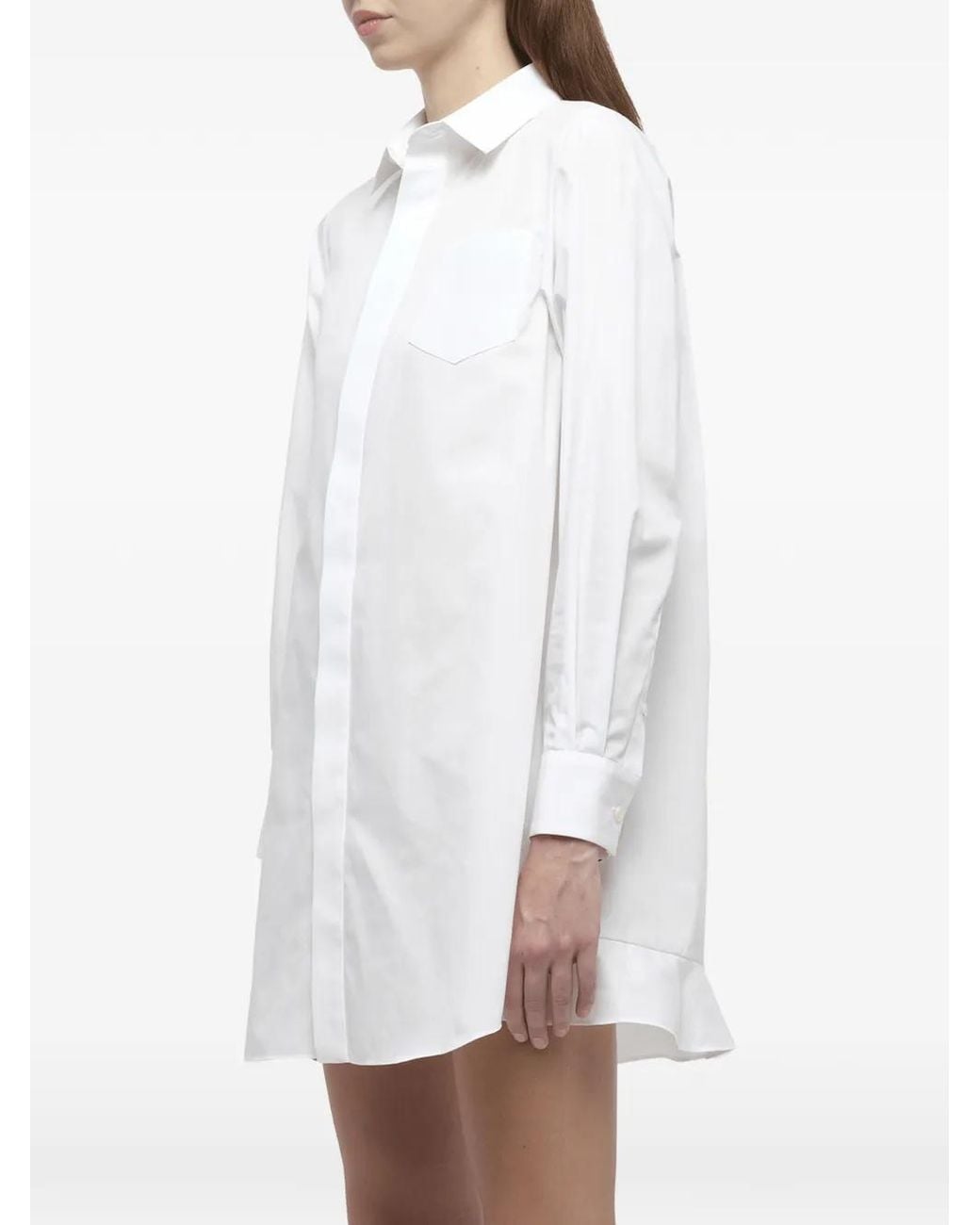 Sacai White Frill-Detail Mini Dress