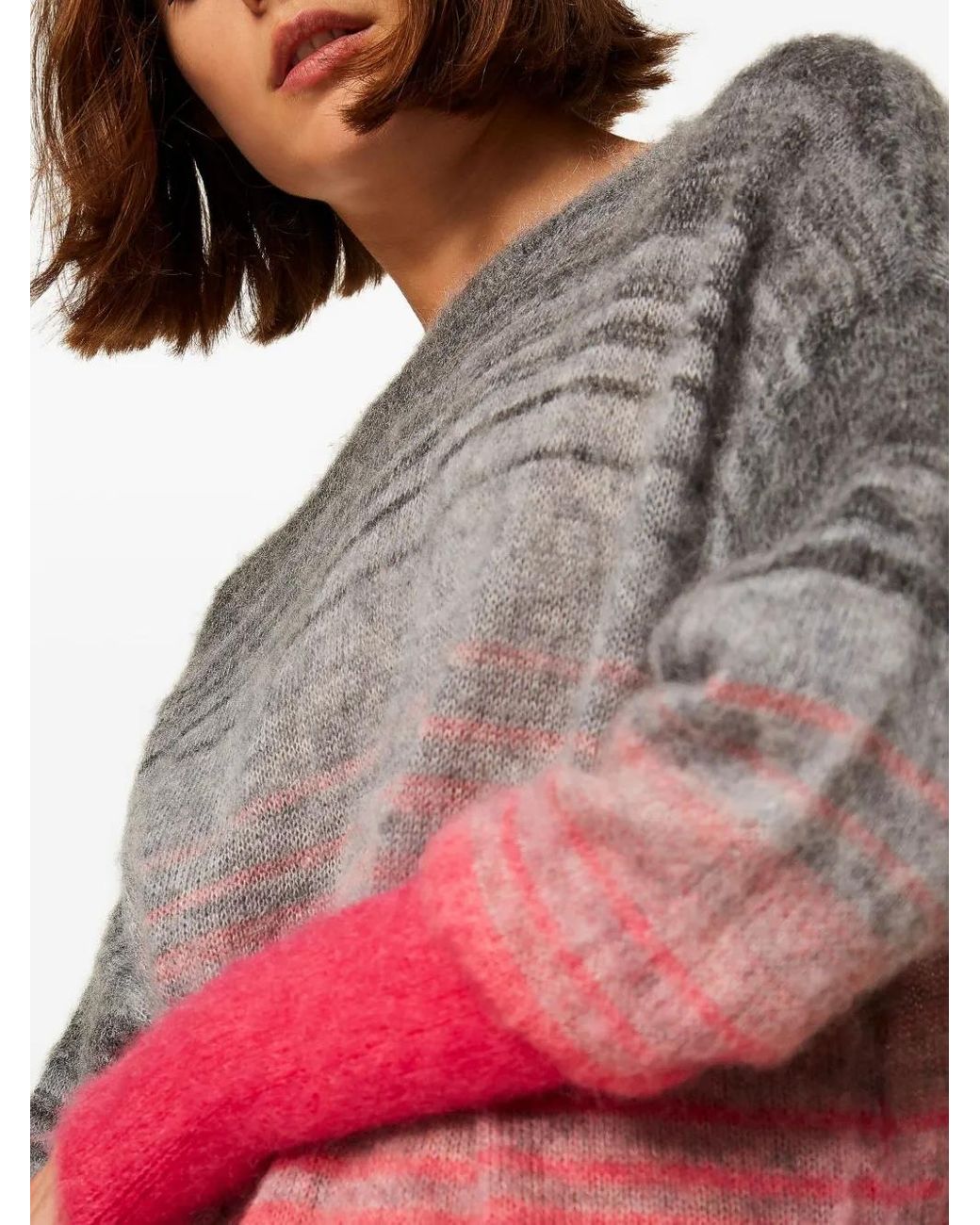 Twinset Gray Stripe-Pattern Sweater